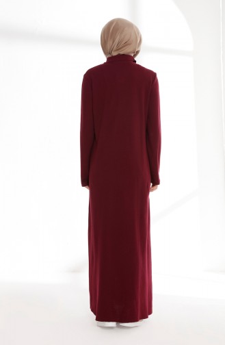 فستان محاك بتصميم ياقة بولو 5015-08 لون ارجواني 5015-08