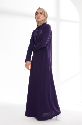 Polo Neck Pique Knitingt Dress 5015-11 Purple 5015-11