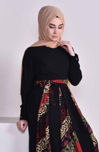 Schwarz Hijab Kleider 8150-01