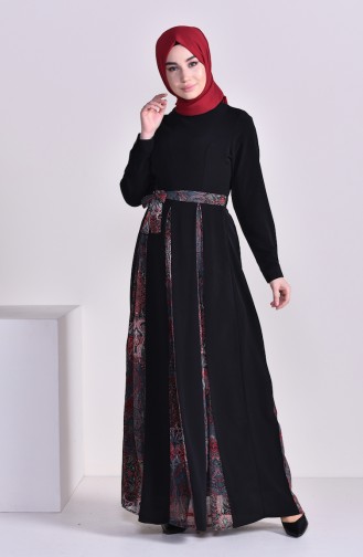 Schwarz Hijab Kleider 8151-01