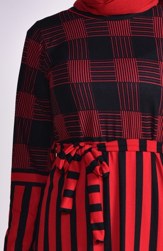 Striped Belted Dress 4186-01 Red 4186-01