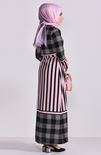 Striped Belted Dress 4186-02 Powder 4186-02