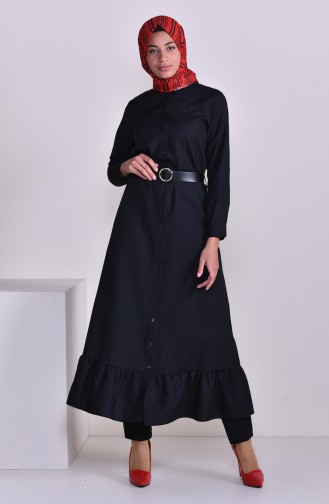 Belted Long Tunic 1336-01 Black 1336-01