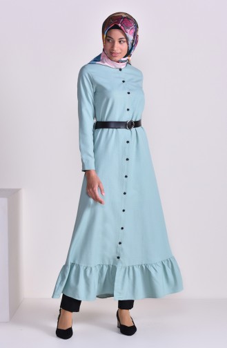 Belted Long Tunic 1336-02 Almond Green 1336-02