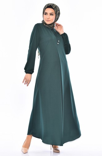 فستان أخضر زمردي 7858-02