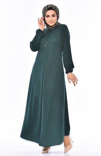Emerald Green Hijab Dress 7858-02