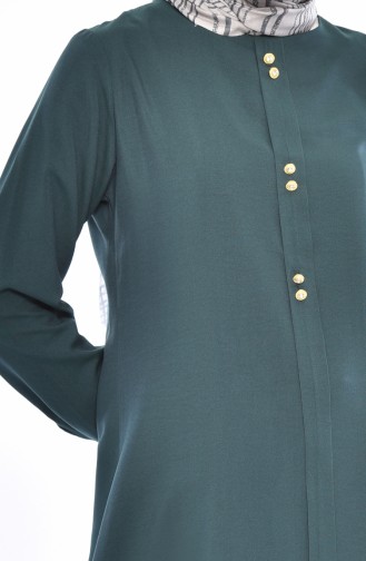 Button Detailed Tunic 1090-01 Emerald Green 1090-01