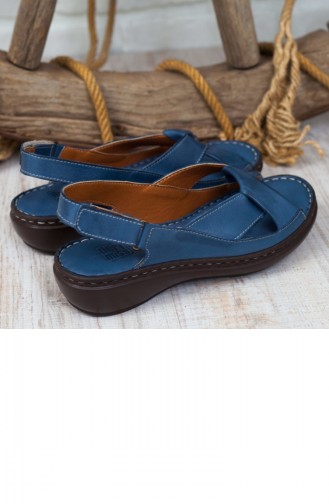 Derimiss Women´s Massage Sole Sandals A172Ytrk0024782 Blue Leather 172YTRK0024782