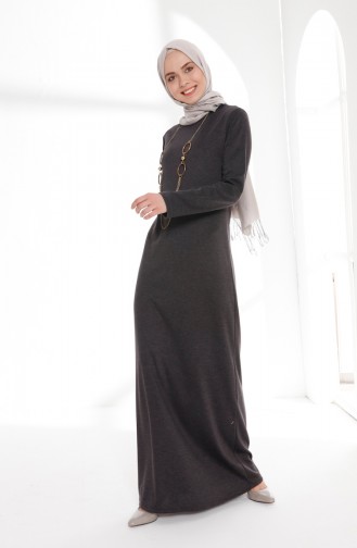 ميناهيل فستان بتصميم مُزين بقلادة 5005-09 لون أسود مائل للرمادي داكن 5005-09