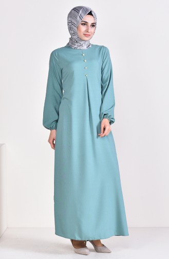 Green Almond Hijab Dress 9012-07