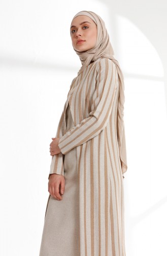 Takım Görünümlü Keten Elbise 9004-04 Camel