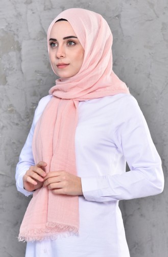 شال قطن سادة بتصميم كسرات 901467-07 لون زهري وردي 901467-07