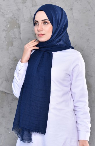 Plain Shirred Cotton Shawl  901467-12 Light Navy Blue 901467-12