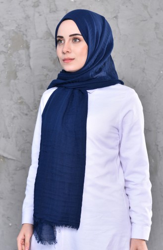 Plain Shirred Cotton Shawl  901467-12 Light Navy Blue 901467-12