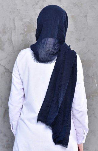 Plain Shirred Cotton Shawl 901467-14 Navy Blue 901467-14