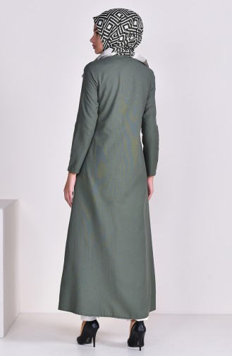 عباءة بتصميم سحاب 1290-01 لون أخضر كاكي 1290-01