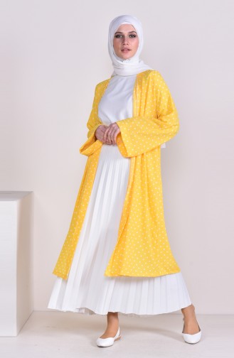 Polka Dot Patterned Kimono 1021-01 Yellow 1021-01