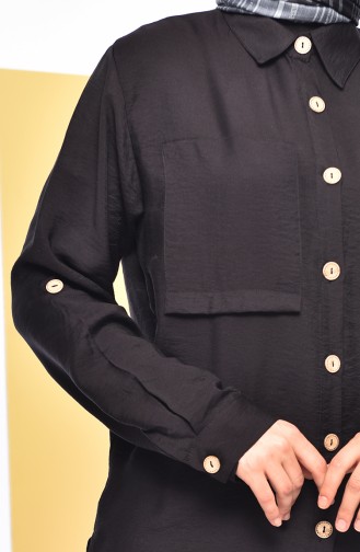 Cep Detaylı Gömlek 1125-04 Siyah