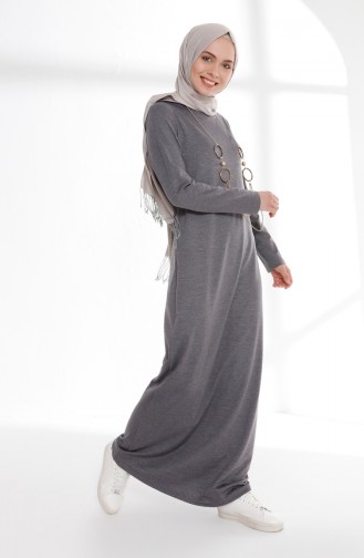 Grau Hijab Kleider 5005-03