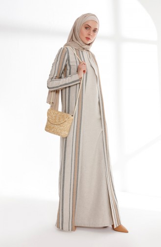 Khaki Hijab Dress 9013-01