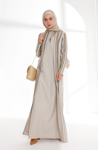 Khaki Hijab Dress 9013-01