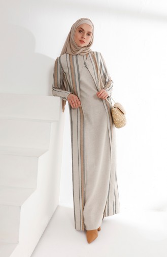 Khaki Hijab Kleider 9013-01