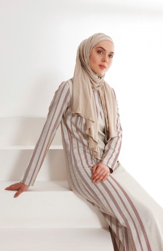 Ziegelrot Hijab Kleider 9004-03