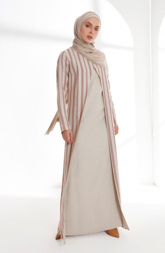 Ziegelrot Hijab Kleider 9004-03