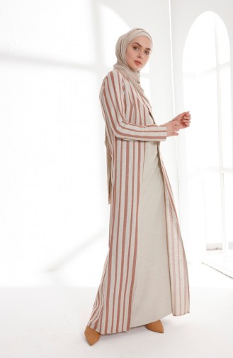 Ziegelrot Hijab Kleider 9004-03