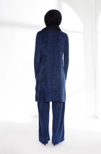 Velvet Tunic Pants Binary Suit 9003-02 Navy Blue 9003-02