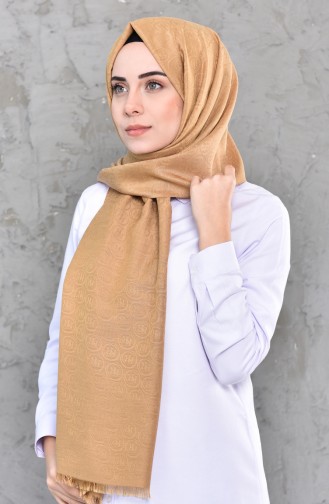 كرجا شال كابري بتصميم سادة 90576-02 لون بني فاتح 90576-02