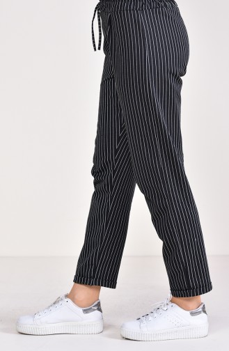 Pantalon a Rayure 1329-02 Noir 1329-02