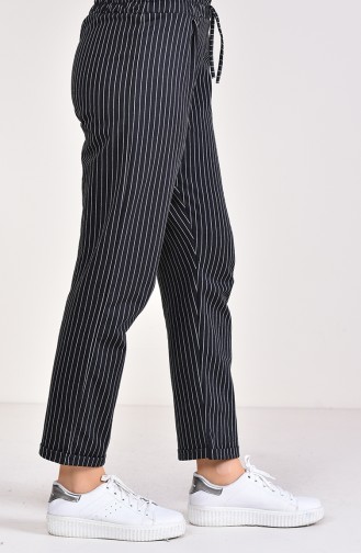 Pantalon a Rayure 1329-02 Noir 1329-02