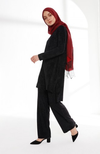 Velvet Tunic Pants Binary Suit 9003-01 Black 9003-01