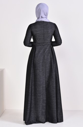 Bislife Silvery Belted Asymmetric Dress 4266-02 Black 4266-02