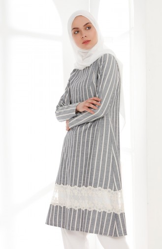 Dantelli Pamuklu Tunik 9005-08 Siyah