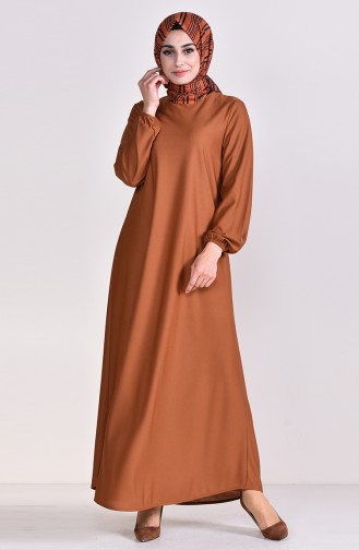 إي أف إي فستان بتصميم أكمام مزمومة 4141-05 لون عسلي 4141-05