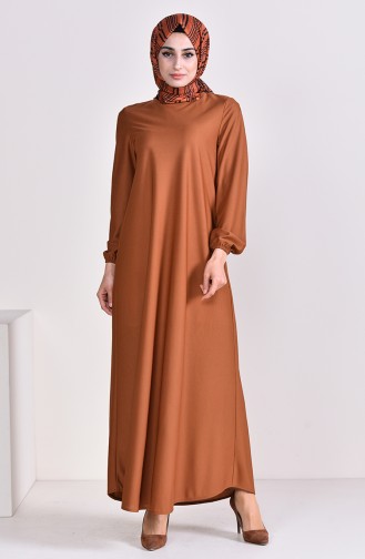 إي أف إي فستان بتصميم أكمام مزمومة 4141-05 لون عسلي 4141-05