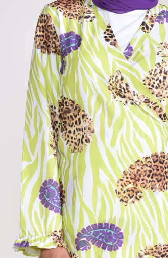 Desenli Namaz Elbisesi 1026-01 Fıstık Yeşili