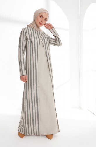 Khaki Hijab Dress 9004-02