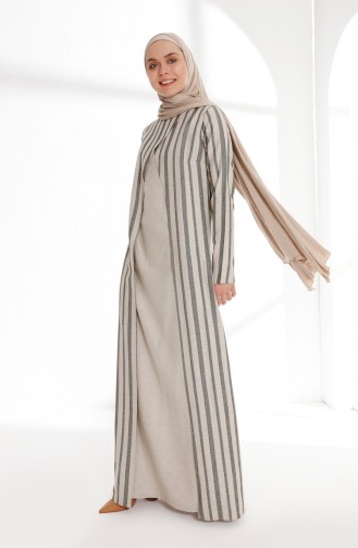 Oyya Suit Looking Linen Dress 9004-02 Khaki 9004-02