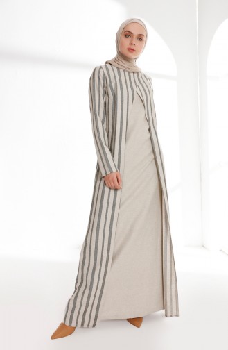 Khaki Hijab Kleider 9004-02