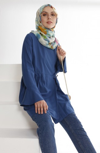 Flounce Wrap Tunic 9012-02 İndigo 9012-02