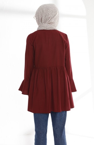 Volanlı Anvelop Tunik 9039-16 Bordo