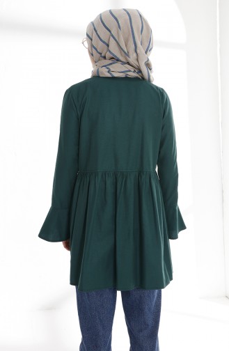 Volanlı Anvelop Tunik 9012-09 Zümrüt Yeşili