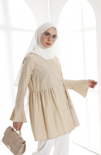 Flounce Wrap Tunic 9012-11 Beige 9012-11