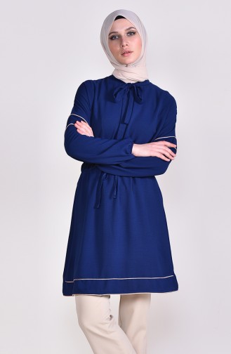 Pleated Waist Tunic Navy Blue 4118-04