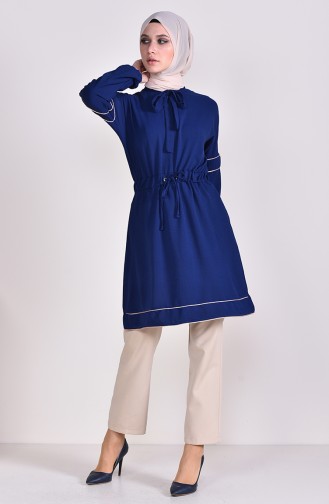 Pleated Waist Tunic Navy Blue 4118-04