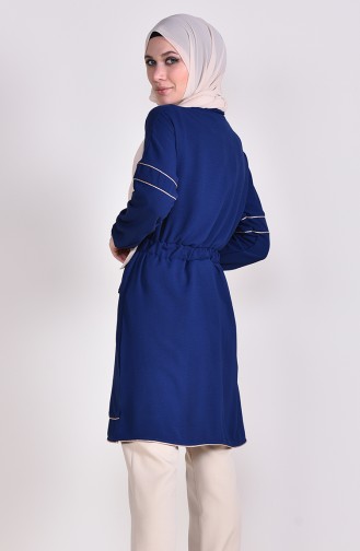 Pleated Waist Tunic 4118-04 Navy Blue 4118-04