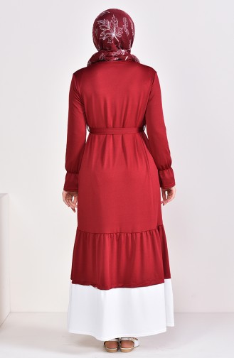 Ruffled Garnished Dress 3072-04 Claret Red 3072-04